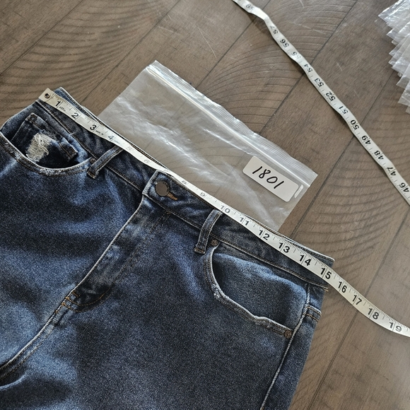 RSQ High-rise Straight Leg Raw Hem Denim Blue Jeans Sze 30x30 Fringed Distressed - Picture 7 of 10